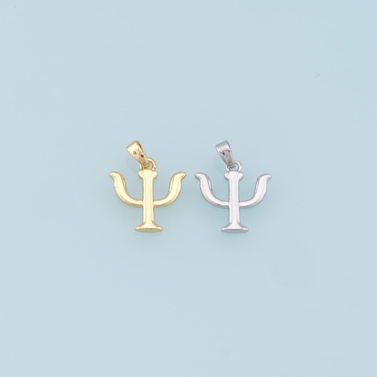 Gold Greek Letter Charms,18K Gold Filled Psi Pendant,Friendship Charm Bracelet Necklace for DIY Jewelry Making Supply