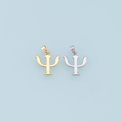 Gold Greek Letter Charms,18K Gold Filled Psi Pendant,Friendship Charm Bracelet Necklace for DIY Jewelry Making Supply