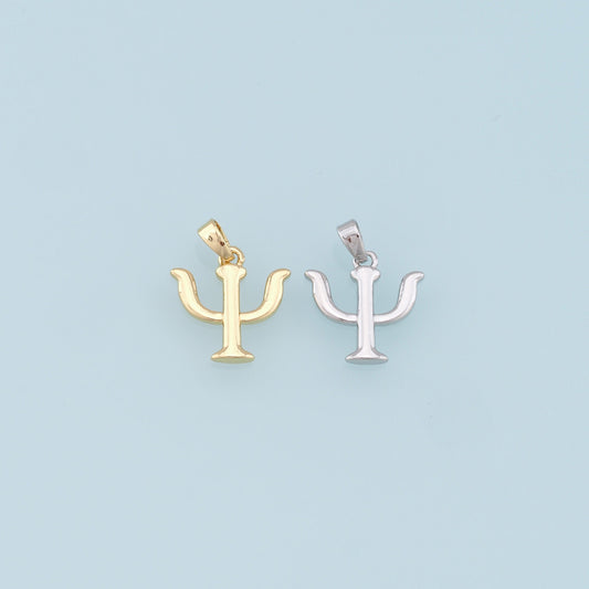 Gold Greek Letter Charms,18K Gold Filled Psi Pendant,Friendship Charm Bracelet Necklace for DIY Jewelry Making Supply
