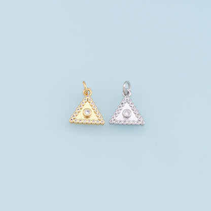 Gold Triangle Charms,18K Gold Filled Triangle Pendant,CZ Micro Pave Triangle Charm Bracelet Necklace for DIY Jewelry Making Supply
