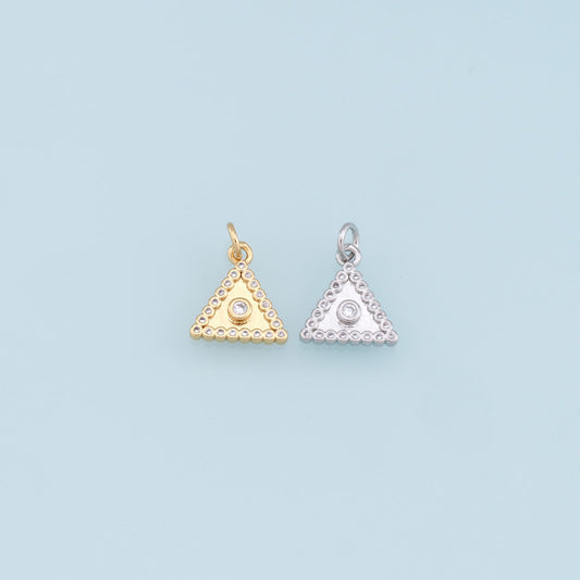 Gold Triangle Charms,18K Gold Filled Triangle Pendant,CZ Micro Pave Triangle Charm Bracelet Necklace for DIY Jewelry Making Supply