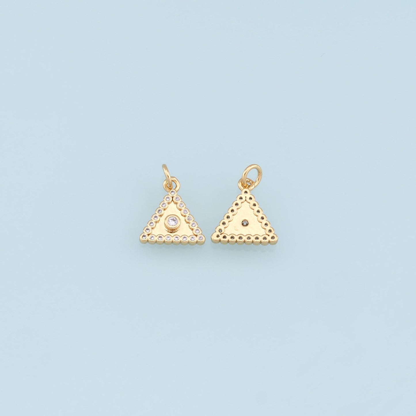 Gold Triangle Charms,18K Gold Filled Triangle Pendant,CZ Micro Pave Triangle Charm Bracelet Necklace for DIY Jewelry Making Supply