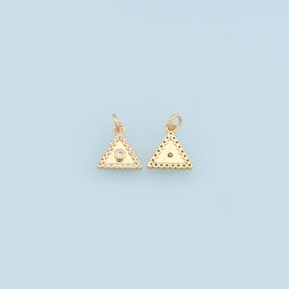 Gold Triangle Charms,18K Gold Filled Triangle Pendant,CZ Micro Pave Triangle Charm Bracelet Necklace for DIY Jewelry Making Supply