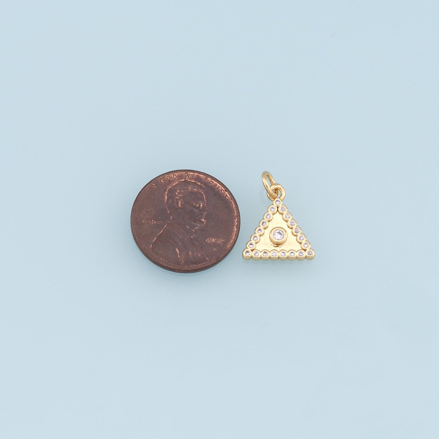 Gold Triangle Charms,18K Gold Filled Triangle Pendant,CZ Micro Pave Triangle Charm Bracelet Necklace for DIY Jewelry Making Supply