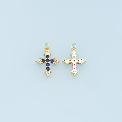 Gold Cross Charms,18K Gold Filled Crystal Cross Pendant,CZ Micro Pave Cross Charm Bracelet Necklace for DIY Jewelry Making Supply