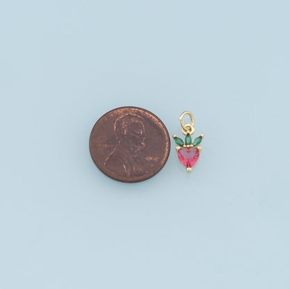 Gold Tiny Radish Charms,18K Gold Filled Crystal Radish Pendant,Fruit Charm Bracelet Necklace for DIY Jewelry Making Supply