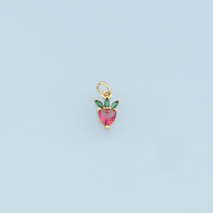 Gold Tiny Radish Charms,18K Gold Filled Crystal Radish Pendant,Fruit Charm Bracelet Necklace for DIY Jewelry Making Supply