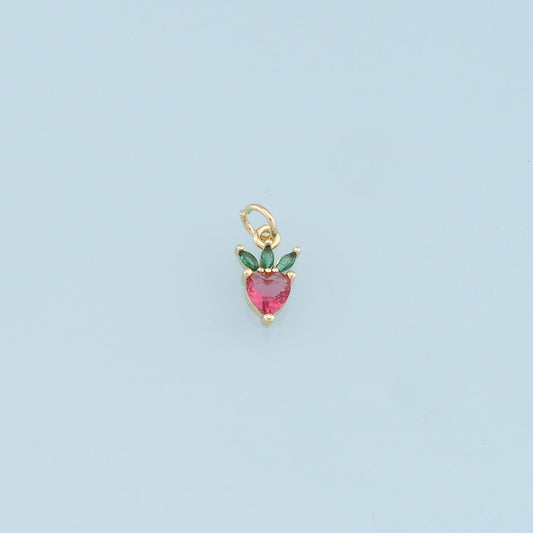 Gold Tiny Radish Charms,18K Gold Filled Crystal Radish Pendant,Fruit Charm Bracelet Necklace for DIY Jewelry Making Supply