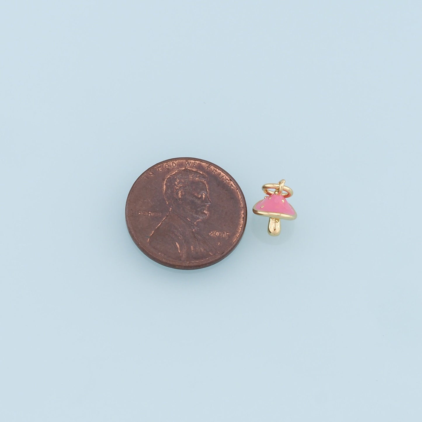 Gold Tiny Mushroom Charms,18K Gold Filled Enamel Mushroom Pendant,Kawaii Charm Bracelet Necklace for DIY Jewelry Making Supply