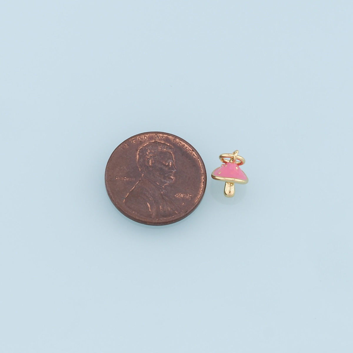 18K Gold Filled Mushroom Enamel Charm Pendant for Jewelry Making