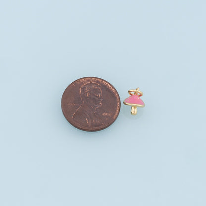 18K Gold Filled Mushroom Enamel Charm Pendant for Jewelry Making