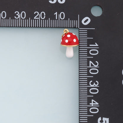 Gold Mushroom Charms,18K Gold Filled Enamel Mushroom Pendant,Kawaii Charm Bracelet Necklace for DIY Jewelry Making Supply