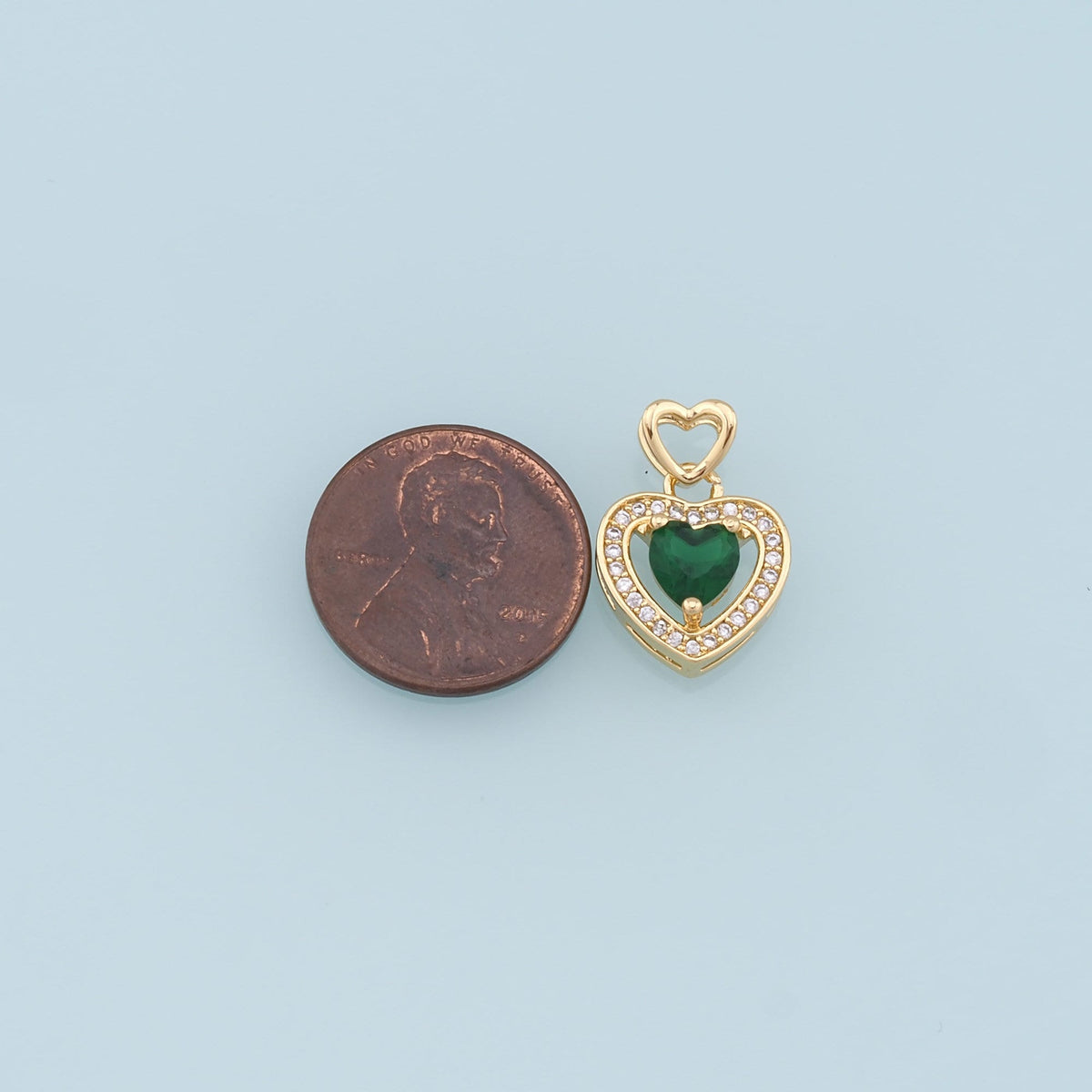 18K Gold Filled Cubic Zirconia Heart Charm Pendant for Jewelry Making