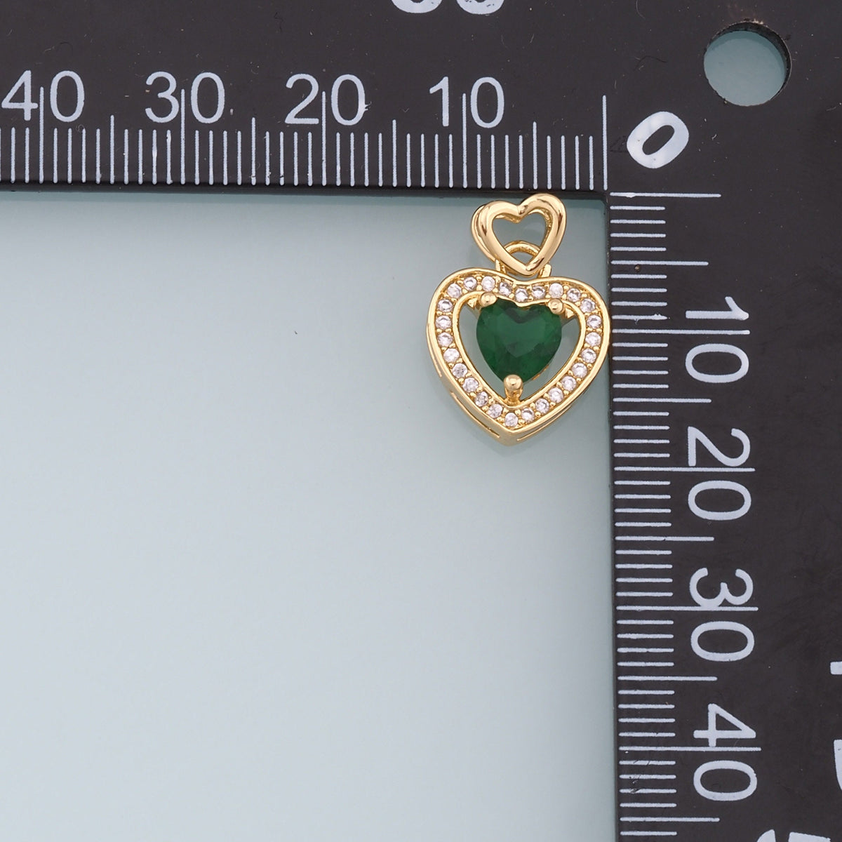 18K Gold Filled Cubic Zirconia Heart Charm Pendant for Jewelry Making