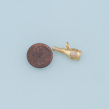18K Gold Filled Hand CZ Charm Pendant for Jewelry Making