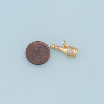 Gold Wine Bottle Charms,18K Gold Filled Wine Bottle Pendant,CZ Micro Pave Bottle Charm Bracelet Necklace for DIY Jewelry Maki