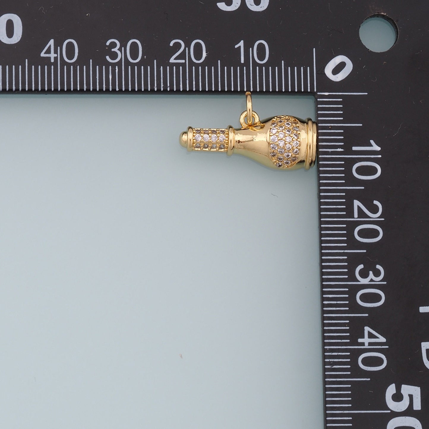 Gold Wine Bottle Charms,18K Gold Filled Wine Bottle Pendant,CZ Micro Pave Bottle Charm Bracelet Necklace for DIY Jewelry Making Supply