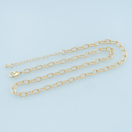 Gold Oval Chain,18K Gold Filled Oval for Necklace Bracelet DIY Jewelry Making Supply 4x8mm