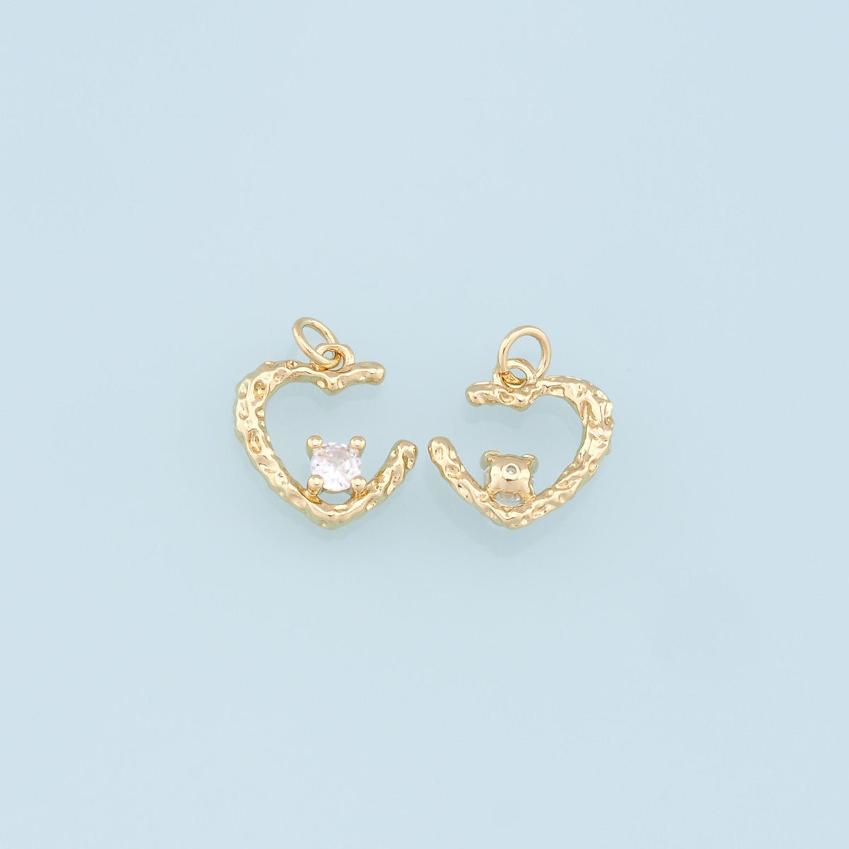 Gold Heart Charms,18K Gold Filled Heart Pendant,Heart Charm Bracelet Necklace for DIY Jewelry Making Supply