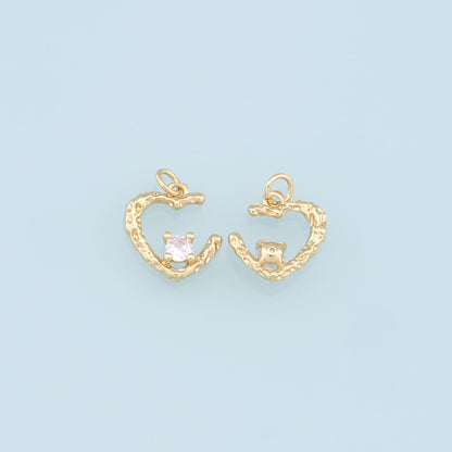 Gold Heart Charms,18K Gold Filled Heart Pendant,Heart Charm Bracelet Necklace for DIY Jewelry Making Supply