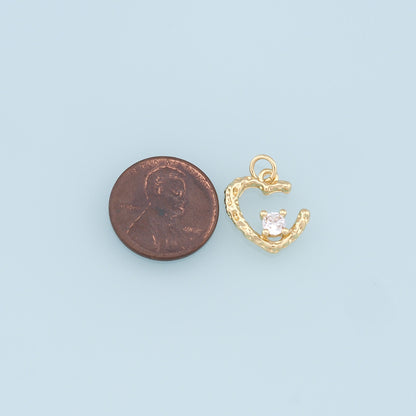 Gold Heart Charms,18K Gold Filled Heart Pendant,Heart Charm Bracelet Necklace for DIY Jewelry Making Supply