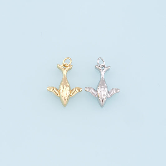 Gold Whale Charms,18K Gold Filled Whale Pendant,Ocean Charm Bracelet Necklace for DIY Jewelry Making Supply