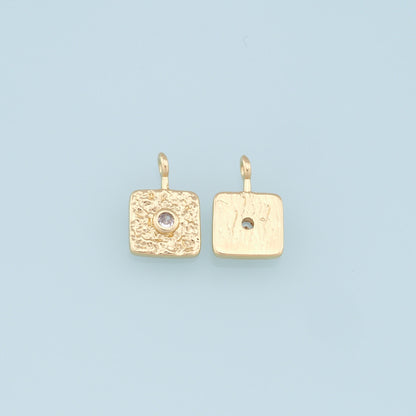 Gold Square Charms,18K Gold Filled Square Pendant,Square Charm Bracelet Necklace for DIY Jewelry Making Supply