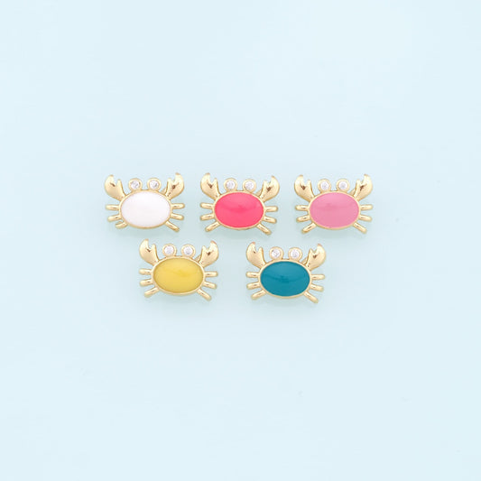Gold Crab Charms,18K Gold Filled Enamel Crab Pendant,Ocean Charms Bracelet Necklace for DIY Jewelry Making Supply