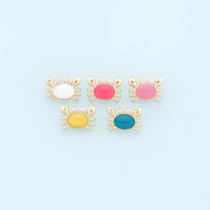 Gold Crab Charms,18K Gold Filled Enamel Crab Pendant,Ocean Charms Bracelet Necklace for DIY Jewelry Making Supply
