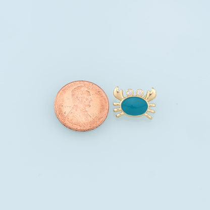 Gold Crab Charms,18K Gold Filled Enamel Crab Pendant,Ocean Charms Bracelet Necklace for DIY Jewelry Making Supply