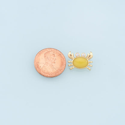 Gold Crab Charms,18K Gold Filled Enamel Crab Pendant,Ocean Charms Bracelet Necklace for DIY Jewelry Making Supply