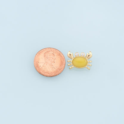 Gold Crab Charms,18K Gold Filled Enamel Crab Pendant,Ocean Charms Bracelet Necklace for DIY Jewelry Making Supply