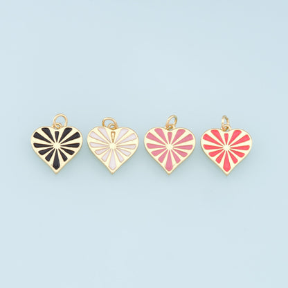 Gold Heart Charms,18K Gold Filled Enamel Heart Pendant,Heart Charm Bracelet Necklace for DIY Jewelry Making Supply