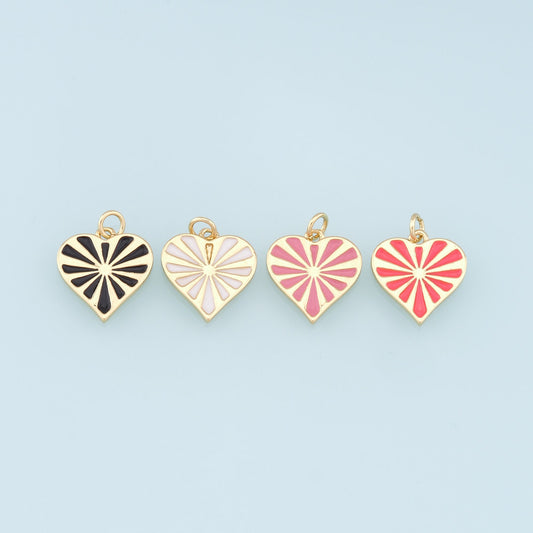 Gold Heart Charms,18K Gold Filled Enamel Heart Pendant,Heart Charm Bracelet Necklace for DIY Jewelry Making Supply