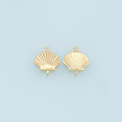 Gold Shell Connector Charms,18K Gold Filled Conch Shell Pendant,Ocean Charm Bracelet Necklace for DIY Jewelry Making Supply