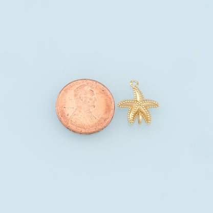 Gold Starfish Connector Charms,18K Gold Filled Sea Star Pendant,Starfish Charm Bracelet Necklace for DIY Jewelry Making Suppl