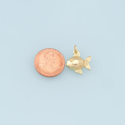 Gold Fish Charms,18K Gold Filled Fish Pendant,Cute Fish Charm Bracelet Necklace for DIY Jewelry Making Supply