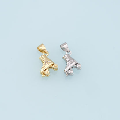 Gold Roller Skate Charms,18K Gold Filled Roller Skate Pendant,Skates Charm Bracelet Necklace for DIY Jewelry Making Supply