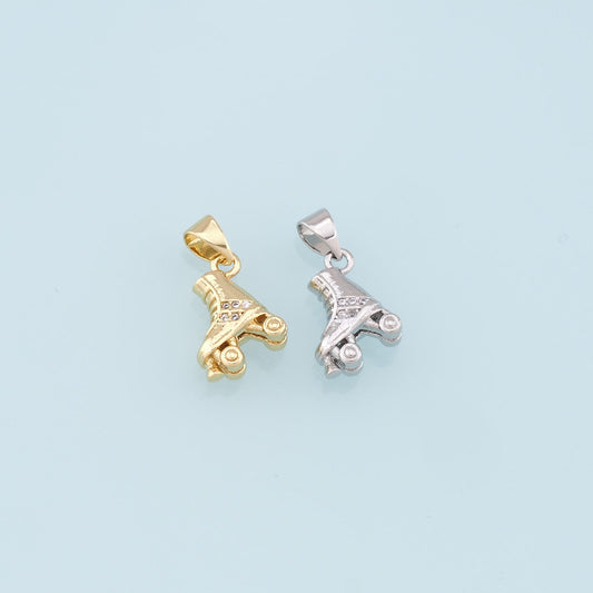 Gold Roller Skate Charms,18K Gold Filled Roller Skate Pendant,Skates Charm Bracelet Necklace for DIY Jewelry Making Supply