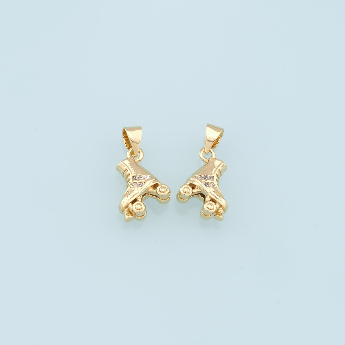Gold Roller Skate Charms,18K Gold Filled Roller Skate Pendant,Skates Charm Bracelet Necklace for DIY Jewelry Making Supply