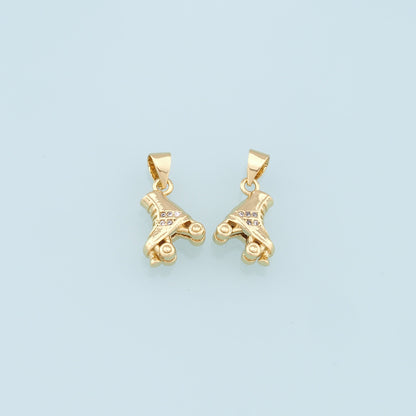 Gold Roller Skate Charms,18K Gold Filled Roller Skate Pendant,Skates Charm Bracelet Necklace for DIY Jewelry Making Supply