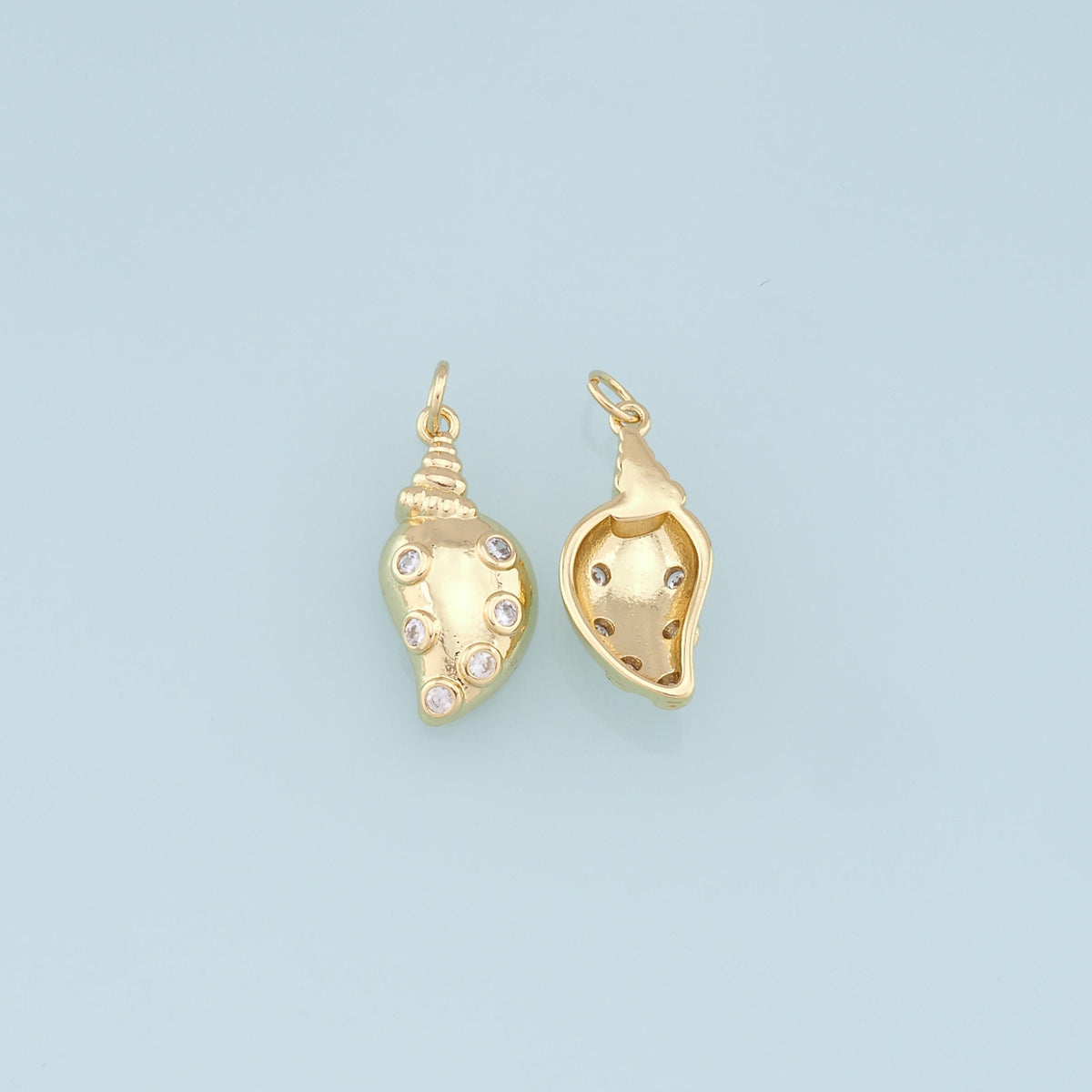 Gold Conch Charms,18K Gold Filled Conch Shell Pendant,CZ Conch Shell Charm Bracelet Necklace for DIY Jewelry Making Supply