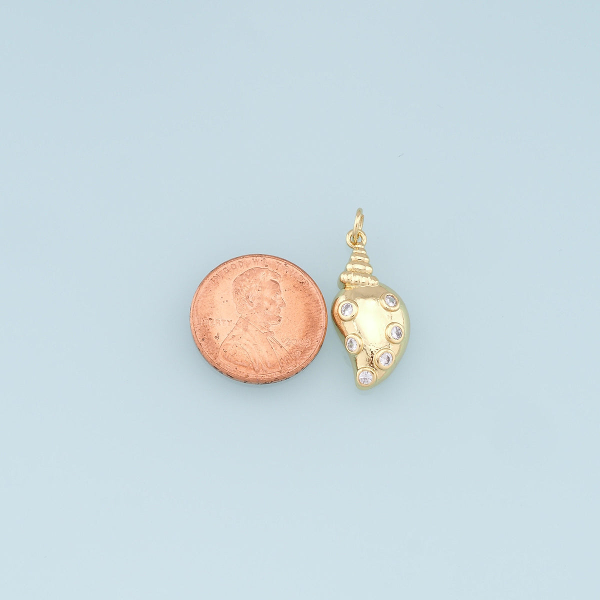 Gold Conch Charms,18K Gold Filled Conch Shell Pendant,CZ Conch Shell Charm Bracelet Necklace for DIY Jewelry Making Supply
