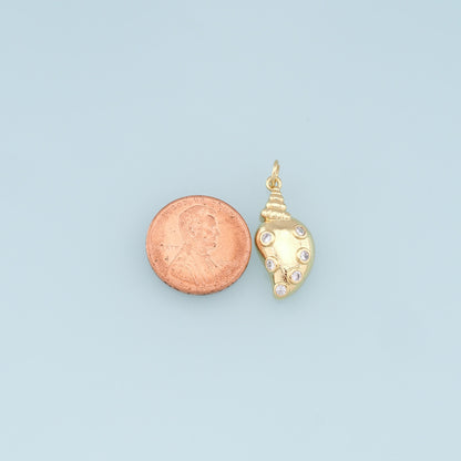 Gold Conch Charms,18K Gold Filled Conch Shell Pendant,CZ Conch Shell Charm Bracelet Necklace for DIY Jewelry Making Supply