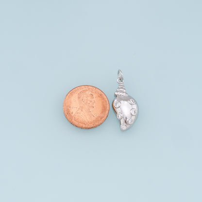 Gold Conch Charms,18K Gold Filled Conch Shell Pendant,CZ Conch Shell Charm Bracelet Necklace for DIY Jewelry Making Supply