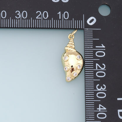 Gold Conch Charms,18K Gold Filled Conch Shell Pendant,CZ Conch Shell Charm Bracelet Necklace for DIY Jewelry Making Supply