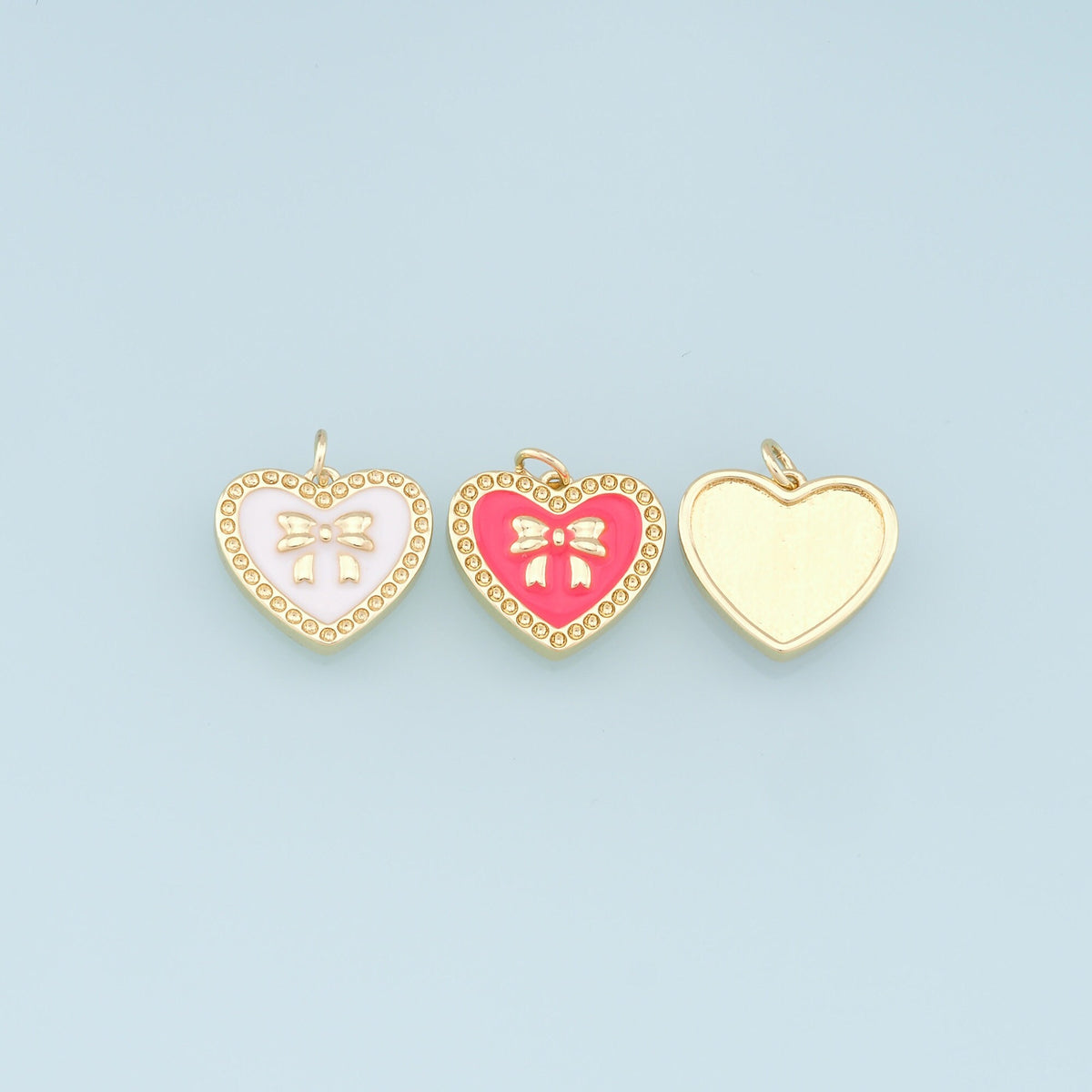 18K Gold Filled Heart Enamel Charm Pendant for Jewelry Making