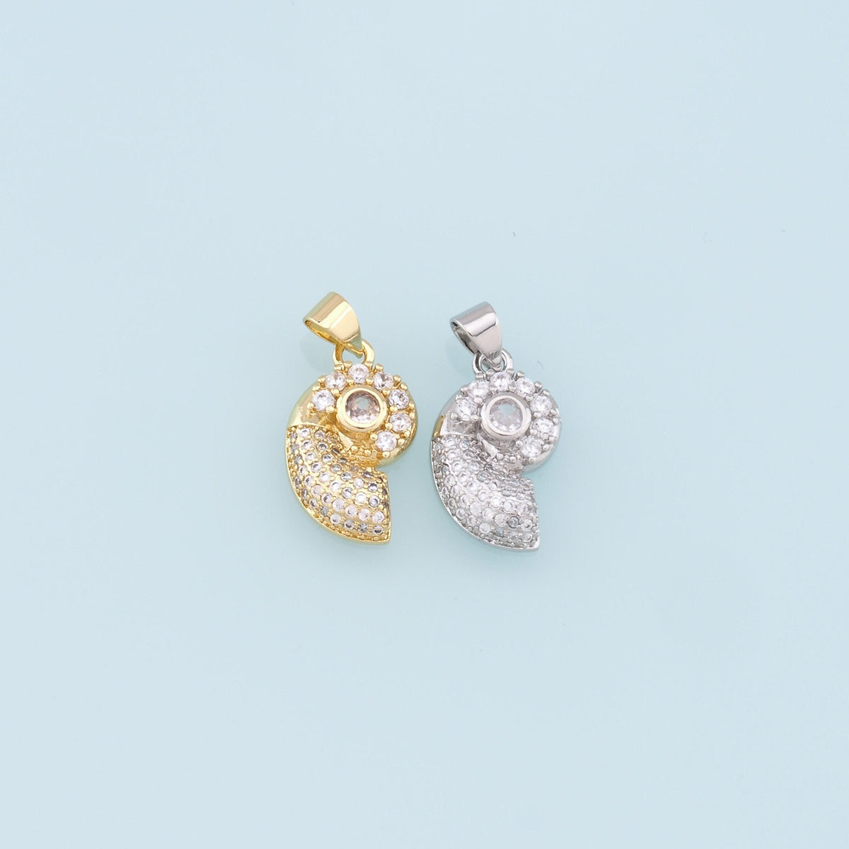 Gold Shell Charms,18K Gold Filled Conch Shell Pendant,CZ Micro Pave Conch Shell Charm Bracelet Necklace for DIY Jewelry Makin