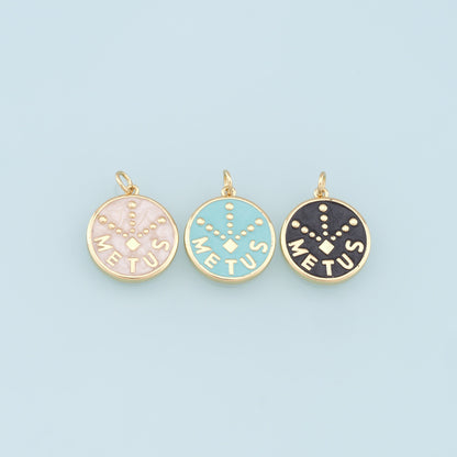 Gold Enamel Charms,18K Gold Filled Enamel Pendant Charm Bracelet Necklace for DIY Jewelry Making Supply