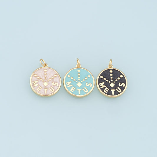 Gold Enamel Charms,18K Gold Filled Enamel Pendant Charm Bracelet Necklace for DIY Jewelry Making Supply